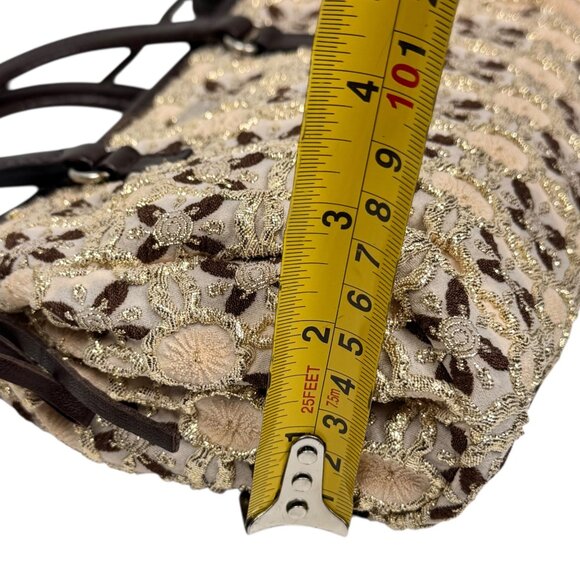 Vintage Prada Bow Cloquet Top Handle Bag Triangle Logo Metallic Evening Bag - Picture 14 of 15